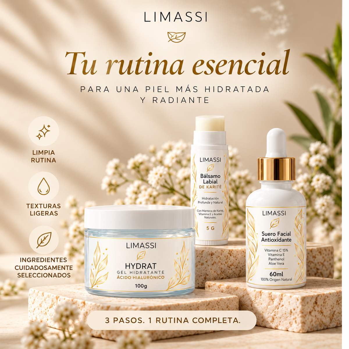 Rutina Esencial LIMASSI | Kit Facial de 3 Productos